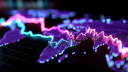 Poster - Global Market Analysis Depicted Through Dynamic Lines on a World Map