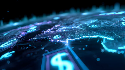 Poster - Abstract Financial Network Displaying Currency Symbols and Global Reach
