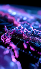 Poster - Abstract data landscape with vibrant illumination and futuristic depth