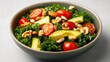 © medalinebow - Fresh Kale Salad Bowl with Avocado and Cherry Tomatoes, Packed with Flavor and Nutrients for Healthy Eating
