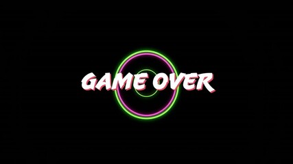 Poster - Neon circles animating around Game Over text on black background