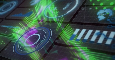 Poster - Displaying animation of futuristic data visualizations and graphs in vibrant colors