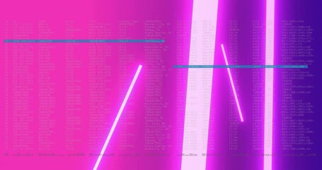 Poster - Neon lights with digital code forming animation for futuristic technology theme