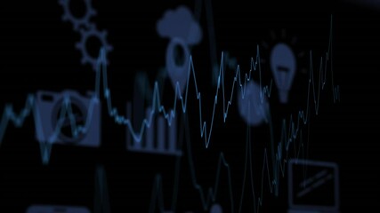 Poster - Animation of fluctuating graph lines with data analytics and technology icons