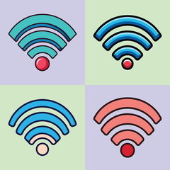 Poster - Collection of Colorful Wifi Icons Network Signal Wireless Connection Technology Symbols