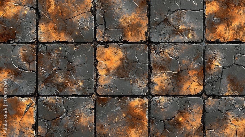 1. Seamless tile pattern of oxidized metal with deep rust textures and ...