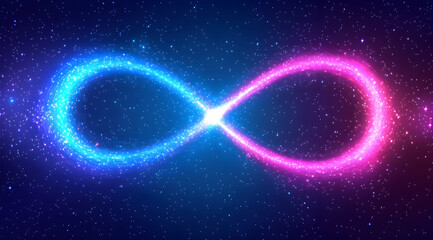 Poster - A glowing infinity symbol in blue and pink colors