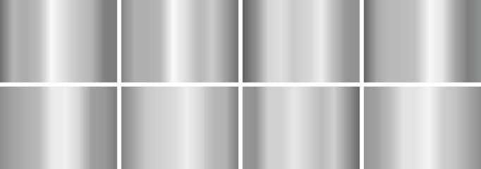 Silver gradient,A set of metallic glossy gradients, The texture of a smooth metal surface. A collection of platinum metallic gradients, shiny gradients , platinum pack ,Vector illustration,vector 10ep