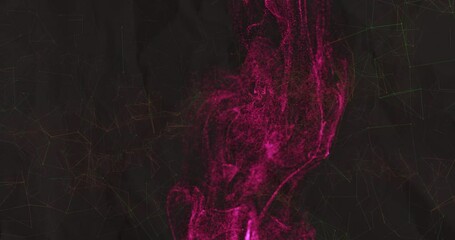 Poster - Swirling pink smoke with abstract lines against dark background in animation