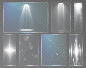 Wall Mural - transparent glass overlays with rainbow glare, prism effect, and glowing light reflections.