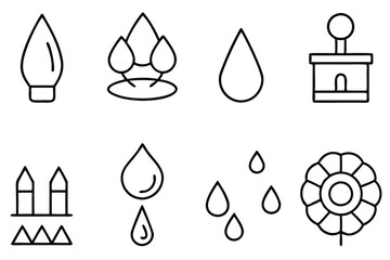 Poster - Rainwater Line Art Simple Drawing for Nature and Weather Illustration  