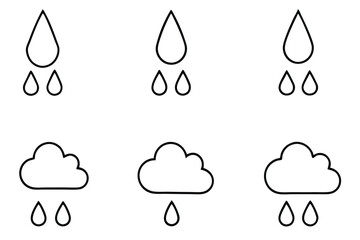 Poster - Rainwater Line Art Simple Drawing for Nature and Weather Illustration  