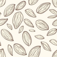 a refined almond icon crafted in a simple yet expressive doodle style, set as a repeating vector pat