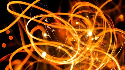 Poster - Abstract fiery lines swirling in darkness