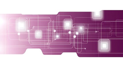 Aufkleber - Abstract technology background with interconnected squares and glowing lines.  Purple and white color scheme
