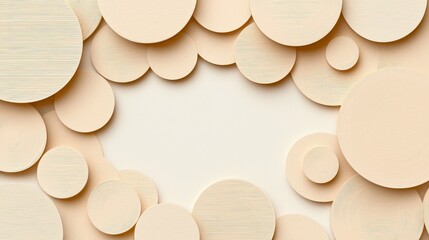 Poster - Circular Symphony: A serene and minimalist composition of layered, neutral-toned circular elements, arranged with a touch of elegance and balance.
