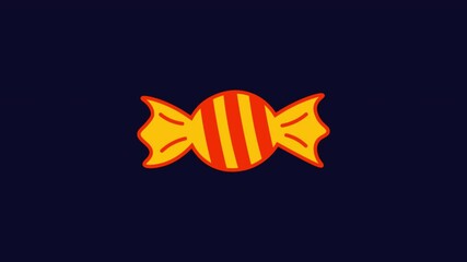 Poster - Animated yellow candy icon with stripe pattern with glitch effect. Alpha channel