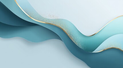 Leinwandbilder - A 3D background featuring wavy shapes in various shades of marine colors is depicted in an abstract form