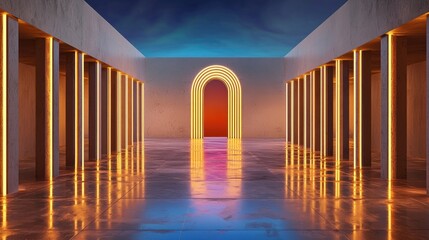 Poster - Sci-fi inspired abstract tech scene with futuristic glowing lines and sharp geometric design.