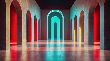 Poster - Sci-fi inspired abstract tech scene with futuristic glowing lines and sharp geometric design.