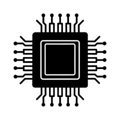 Poster - Central Processing Unit silhouette vector