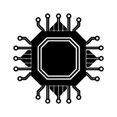 Poster - Central Processing Unit silhouette vector