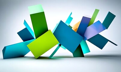 Leinwandbilder - Colorful 3D geometric shapes on white background, Modern 3D shapes on white background, Abstract colorful 3D cubes on white background 