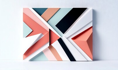 Leinwandbilder - Abstract paper frame texture background, Colorful origami art on white background, Beautiful paper art 