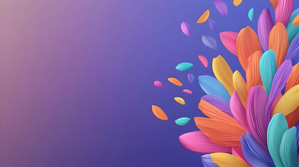 Poster - Vibrant Abstract Illustration of Colorful Petals on Digital Background