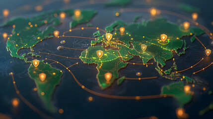 Poster - Dynamic Digital Painting of Global Network Connections Illustration
