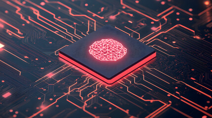 Poster - Advanced tech circuit board with ai processor digital environment high-resolution stock photo futuristic concept