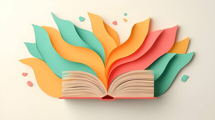 Poster - Abstract Spring Graphic of Open Book with Colorful Layers