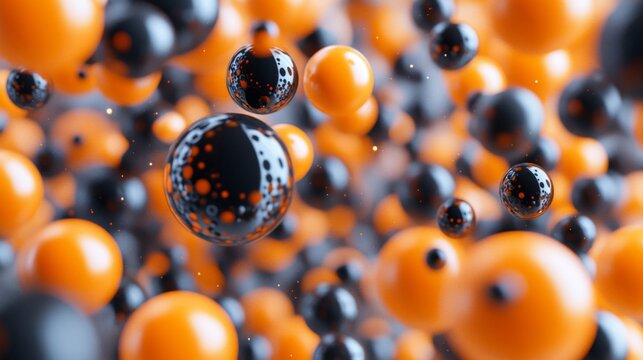 Abstract 3D Render of Orange and Black Spheres