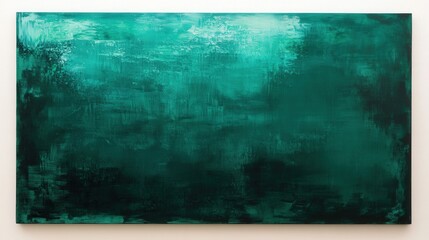 Poster - A textured abstract painting featuring deep shades of teal and green, evoking a sense of calm and tranquility.