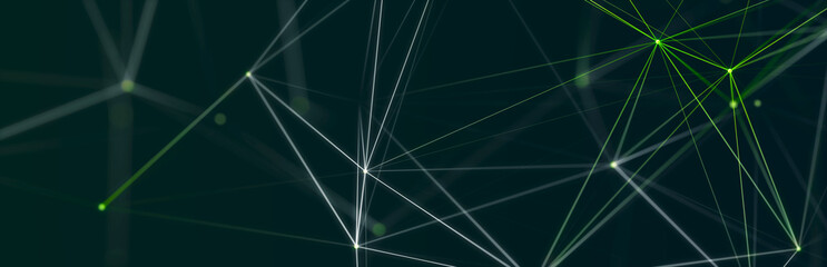 Leinwandbilder - Abstract digital communication points. Technological background. Network connection structure. Color plexus effect. 3D