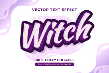 Wall Mural - Witch Editable purple and white vector text effect. Perfect for Halloween or magical designs