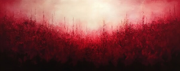 Poster - An abstract painting featuring shades of red and hints of darker colors, creating a textured landscape that evokes emotion and depth.