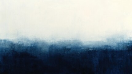 Poster - A serene abstract painting featuring a gradient of dark blue hues transitioning to a light, airy top, evoking calmness and tranquility.