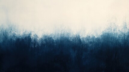 Poster - An abstract painting featuring a gradient of dark blue hues fading into a lighter, almost white color at the top, creating a serene and calm atmosphere.