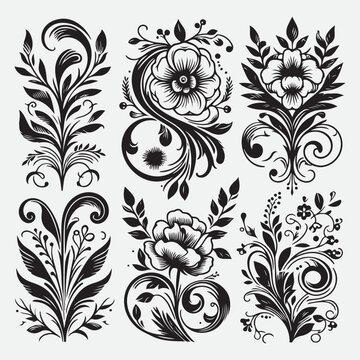 Several elegant floral monograms