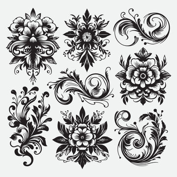 Several elegant floral monograms