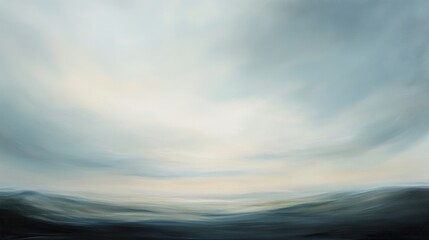 Poster - A serene abstract landscape featuring soft, blurred horizons and gentle tones of blue and gray, evoking tranquility and calmness.