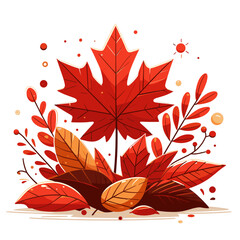 Wall Mural - Autumn maple leaves in warm red and orange colors with decorative elements. Perfect for fall season promotions, thanksgiving decorations and harvest festival designs.