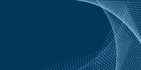 Poster - A modern abstract background featuring rotating parallel line groups on a blue backdrop. The dynamic composition leaves space for text on the left, creating a stylish and versatile vector design.