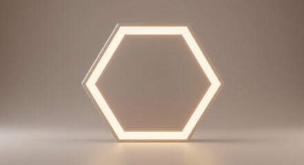 Poster - Illuminated Hexagon Minimalist 3D Render Abstract Background Design