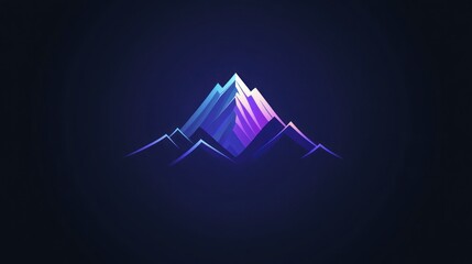 Poster - Abstract neon mountain silhouette, dark background, minimalist design, graphic, digital art, backdrop, for posters or screensavers