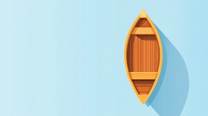 Poster - Empty wooden boat on pastel background, studio shot, decorative, for digital art or design inspiration