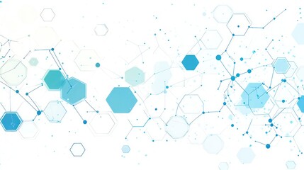 Poster - Abstract network of interconnected hexagons.  Possible use Scientific illustration, technology concept