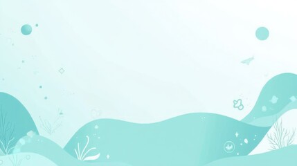 Poster - Abstract teal landscape, gentle waves, ethereal background, digital art, design element