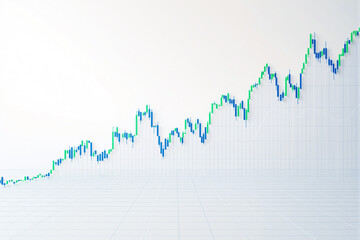 Poster - Financial stock market candlestick chart with upward trend.